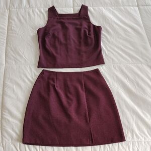Elegant Burgundy Women's Skirt Set